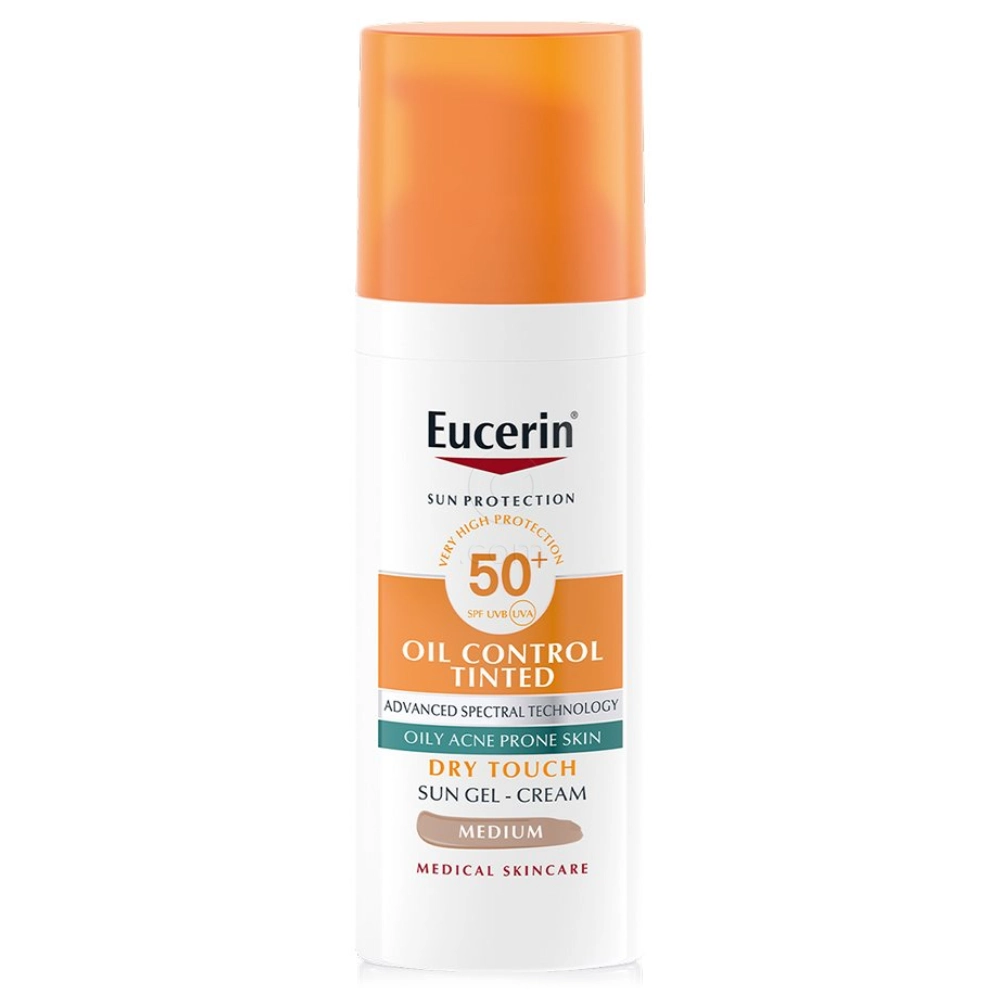 Eucerin Sun Oil Control, obarvan kremni gel za zaščito obraza odtenek Medium - ZF 50+ (50 ml)